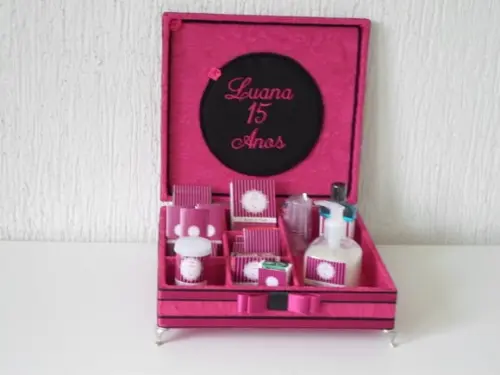 Kit toalete personalizado completo caixas produtos rosa pink