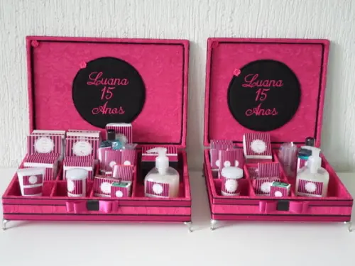 Kit toalete personalizado completo caixas produtos rosa pink