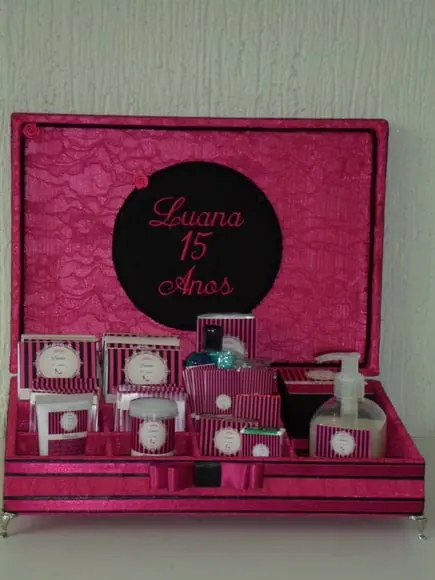 Kit toalete personalizado completo caixas produtos rosa pink
