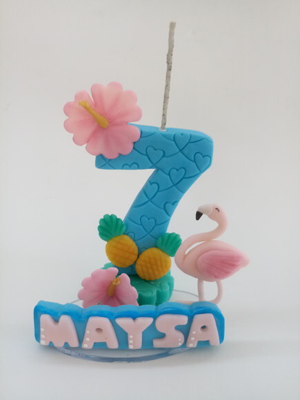 Topo de Bolo Flamingo em Biscuit