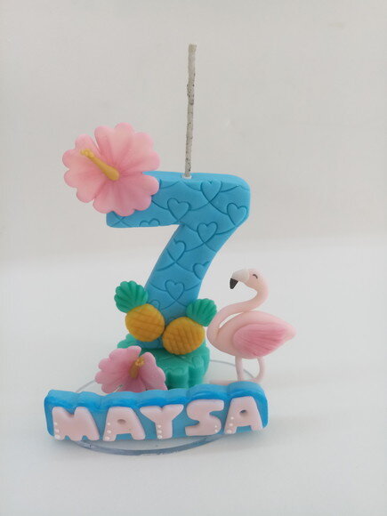 Topo de Bolo Flamingo em Biscuit