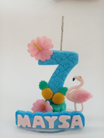 Topo de Bolo Flamingo em Biscuit