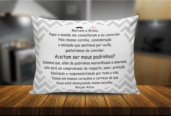 Almofada Batizado padrinhos chevron batismo Convite
