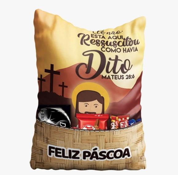 Almofada com Bolso Páscoa Jesus É a Verdadeira Páscoa