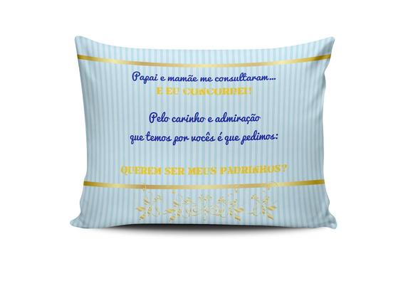 Almofada Convite Batizado Dindos Boy
