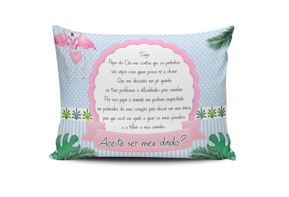 Almofada convite batizado Flamingos 02