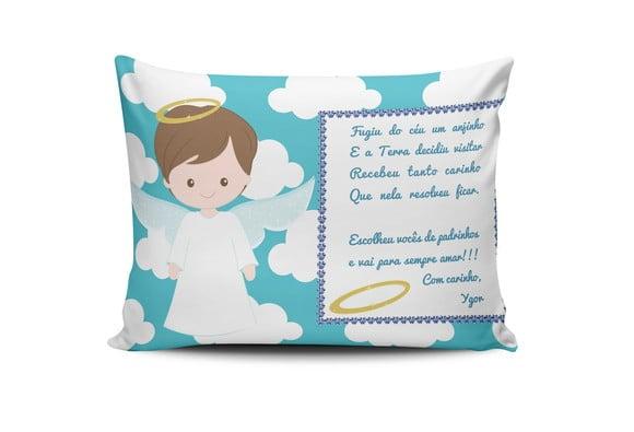 Almofada Convite Batizado Lembrança Batismo Dindos Anjo