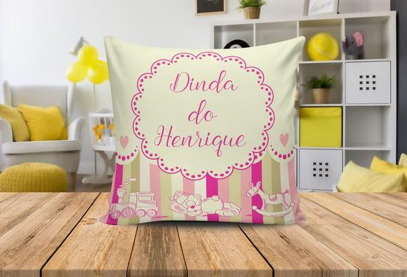 Almofada Convite Batizado provençal batismo padrinhos 29x29