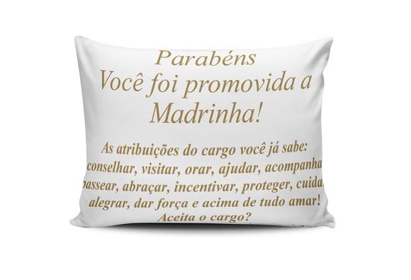 Almofada Convite Batizado Padrinhos Dourada