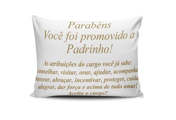 Almofada Convite Batizado Padrinhos Dourada