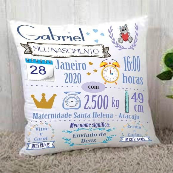 Almofada Dados Nascimento do Bebê Presente Maternidade