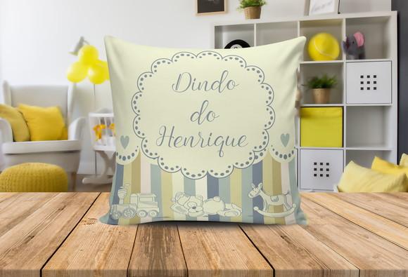Almofada Convite Batizado provençal batismo padrinhos 29x29