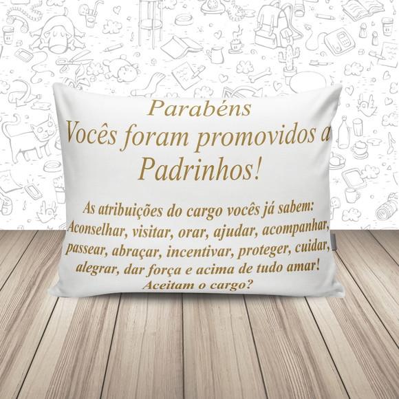 Almofada Convite Batizado Padrinhos Dourada