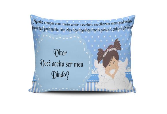 Almofada Dindo ou Dinda Batizado anjinho (a) 20x30cm