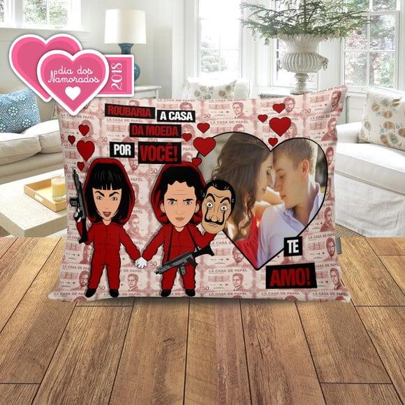 Almofada Namorados la casa de papel por você com foto
