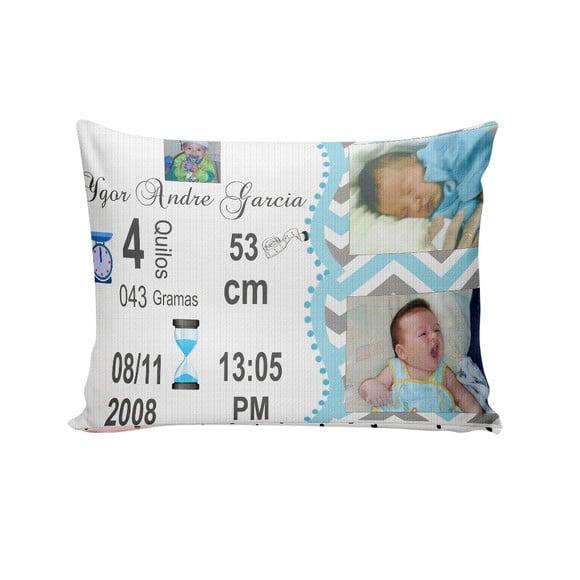 Almofada Personalizada Bebê Dados de Nascimento com Foto