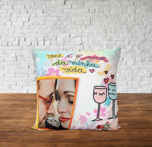 Almofada Personalizada com Foto Namorados Presente Amor Div