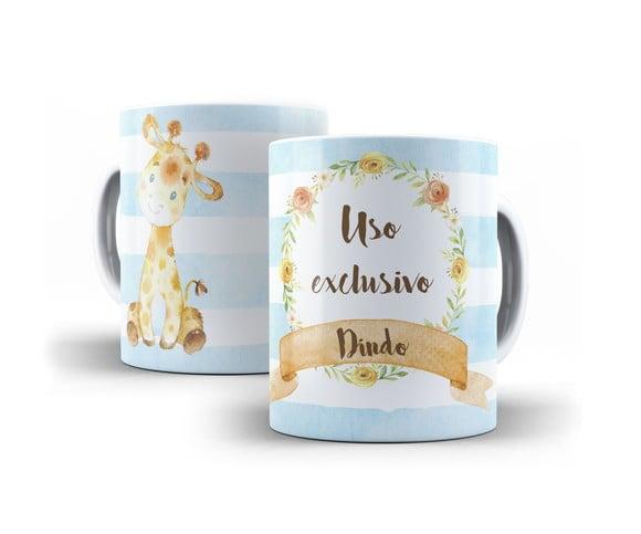 arte digital em PNG caneca padrinhos de batismo girafinha