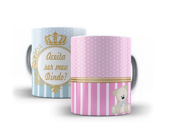 arte digital em PNG caneca padrinhos de batismo ursinho