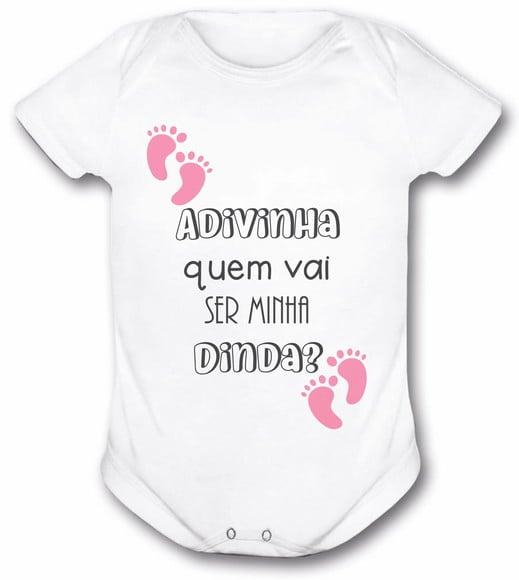 Body Adivinha Quem Vai Ser Minha Dinda Convite de Batizado