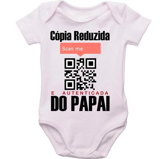 Body divertido Bebê Cópia Reduzida do Papai código QR