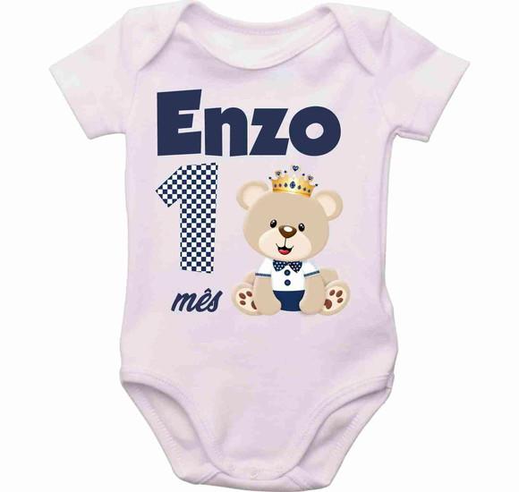 Body Personalizado nome bori ursinho príncipe mesversário