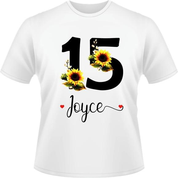 Camiseta 15 anos girassol blusa feminina