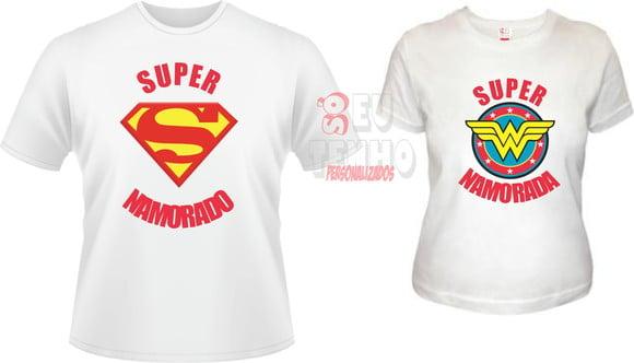 Camisetas casal namorados presente amor super namorados