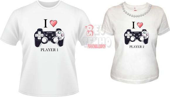 Camisetas eu amo player casal namorados presente amor
