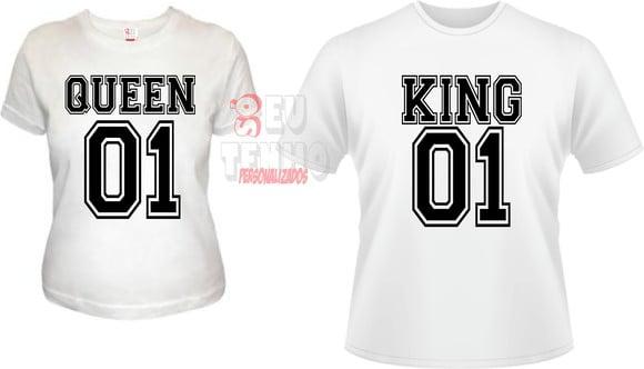 Camisetas Queen e King namorados presente amor