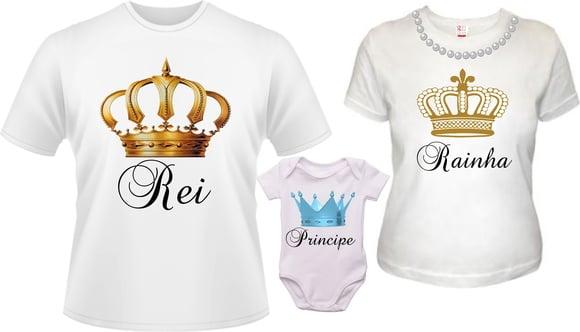 Camisetas rei rainha príncipe ou princesa Kit Família