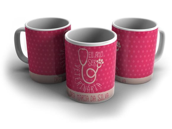 Caneca Amo Ser Veterinária Profissão presente veterinária