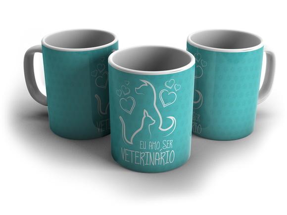 Caneca Amo Ser Veterinário (a) Profissão