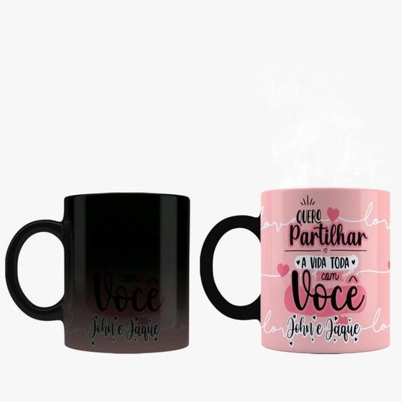 Caneca amor muda com água quente Caneca mágica fosca