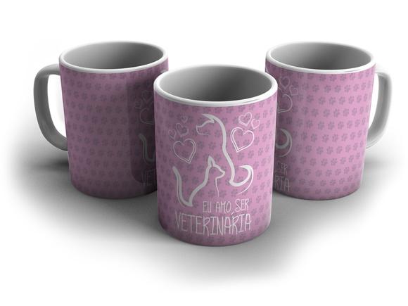 Caneca Amo Ser Veterinário (a) Profissão