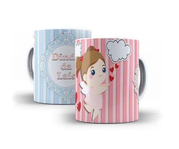 Caneca Batizado padrinhos batismo anjinha fofa dindo dinda