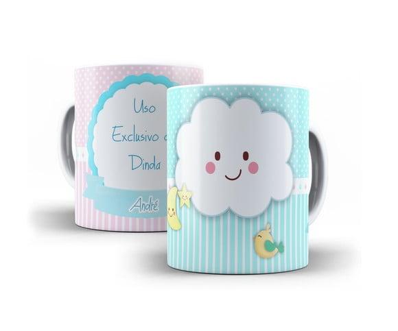 Caneca Batizado padrinhos de batismo Chuva de bençãos Menino