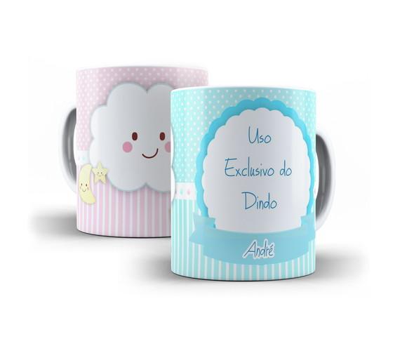 Caneca Batizado padrinhos de batismo Chuva de bençãos Menino