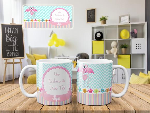 Caneca Batizado padrinhos de batismo flamingo