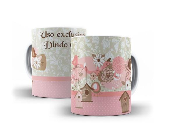 Caneca Batizado padrinhos de batismo lembrança passarinho