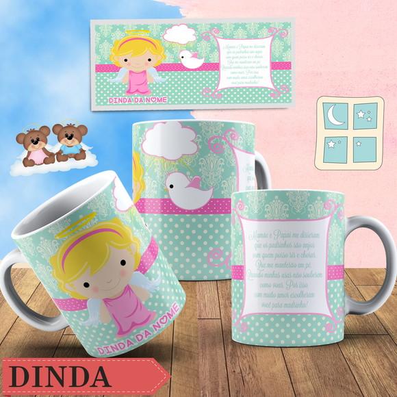 Caneca Batizado padrinhos de batismo menina anjinha amor