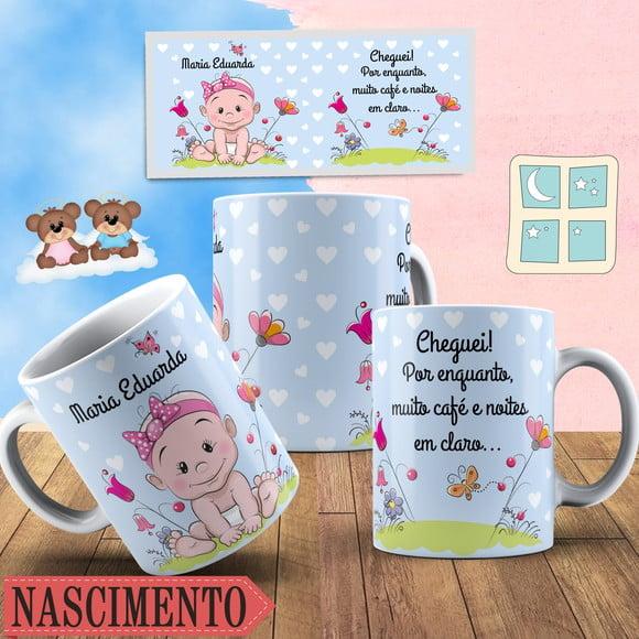 Caneca Batizado padrinhos dindos lembrança nascimento girl