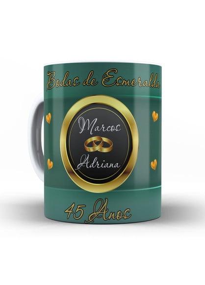 Caneca bodas de Esmeralda lembrança 45 anos de casados