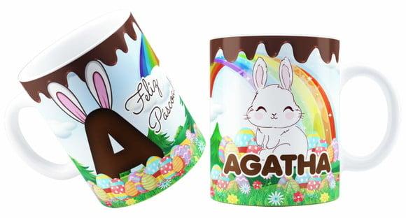 Caneca Coelhinho de Páscoa Personalizada com Nome Páscoa