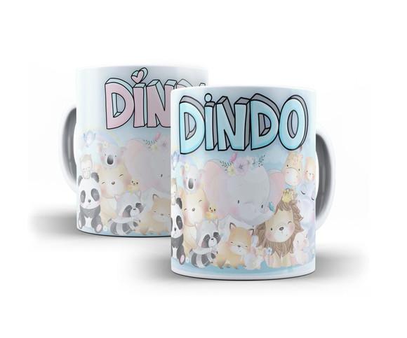 Caneca convite batizado dindos padrinhos caneca porcelana