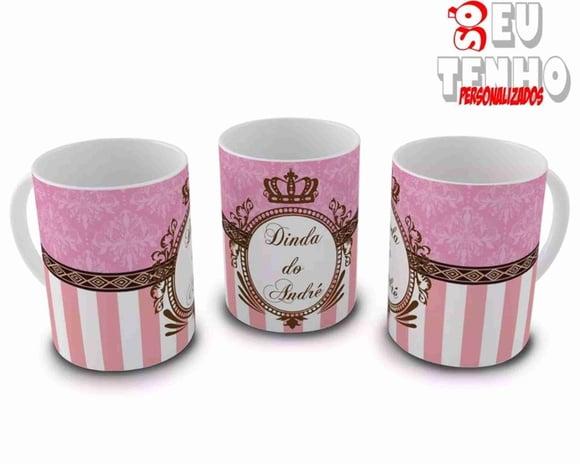 Caneca Convite Batizado Menino/Menina arabesco