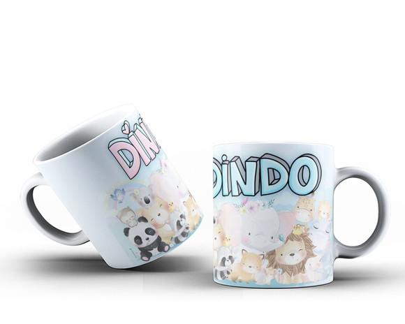 Caneca convite batizado dindos padrinhos caneca porcelana