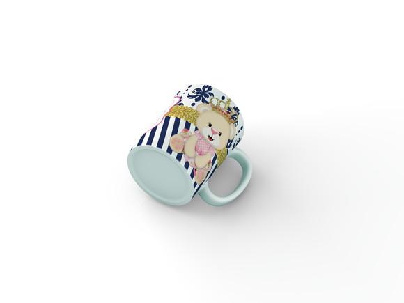 Caneca Convite Batizado Ursinha princesa arabesco