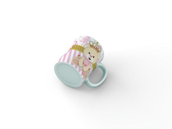 Caneca Convite Batizado Ursinha princesa arabesco