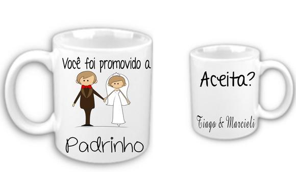 Caneca Convite p/ Padrinho Casamento
